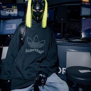 Balenciaga Adidas Collaboration SS23 Runway Large Fit Embroidered Hoodie - 4